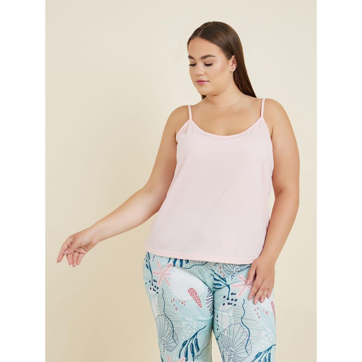 Styli Unwind Plus Solid Cami & Tropical Pyjama Set-women-clothing-nightwear-pyjamas-longsets-image-2