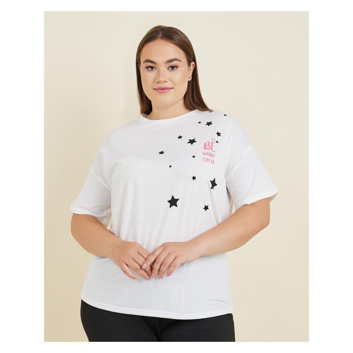 Styli Unwind Plus Falling Stars Drop Shoulder T-Shirt & Pyjama Set-women-clothing-nightwear-pyjamas-longsets-image-2