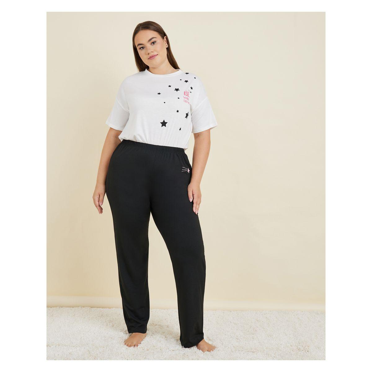 Styli Unwind Plus Falling Stars Drop Shoulder T-Shirt & Pyjama Set-women-clothing-nightwear-pyjamas-longsets-image-3
