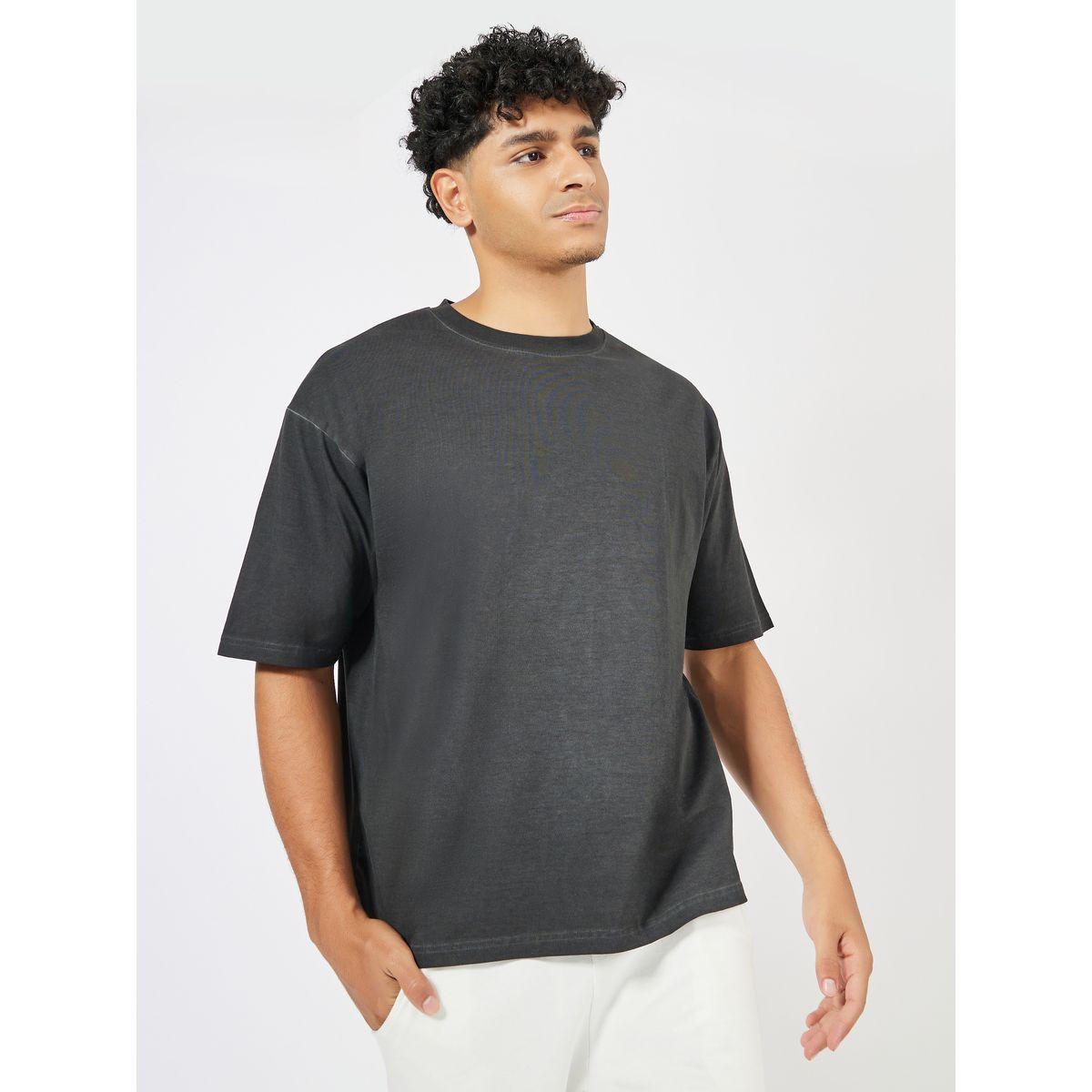 Styli Overdyed Washed Oversized T-Shirt with Minimal Back Print-men-clothing-tshirtsandpolos-tshirts-image-3