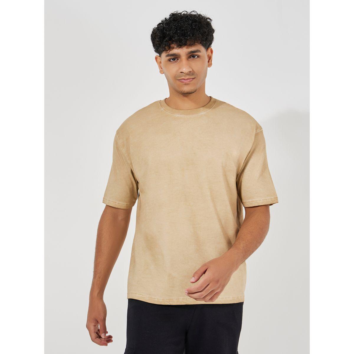 Styli Overdyed Washed Oversized T-Shirt with Minimal Back Print-men-clothing-tshirtsandpolos-tshirts-image-2