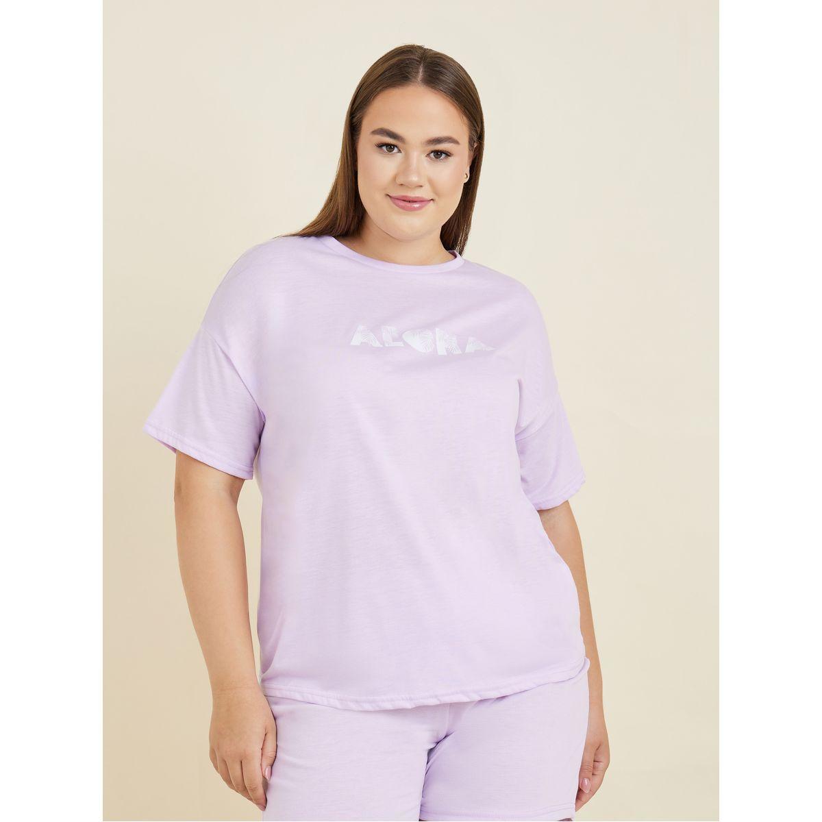Styli Unwind Plus Aloha Graphic Drop Shoulder T-Shirt & Shorts Set-women-clothing-nightwear-pyjamas-shortsets-image-2