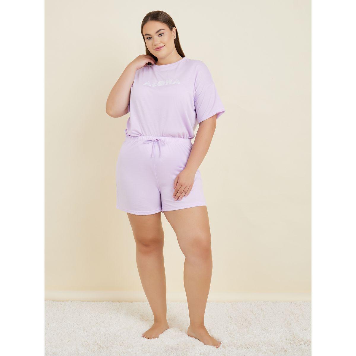 Styli Unwind Plus Aloha Graphic Drop Shoulder T-Shirt & Shorts Set-women-clothing-nightwear-pyjamas-shortsets-image-3