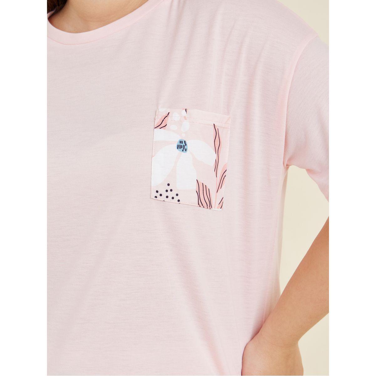 Styli Unwind Plus Large Scale Floral Print Pocket T-Shirt & Pyjama Set-women-clothing-nightwear-pyjamas-longsets-image-4