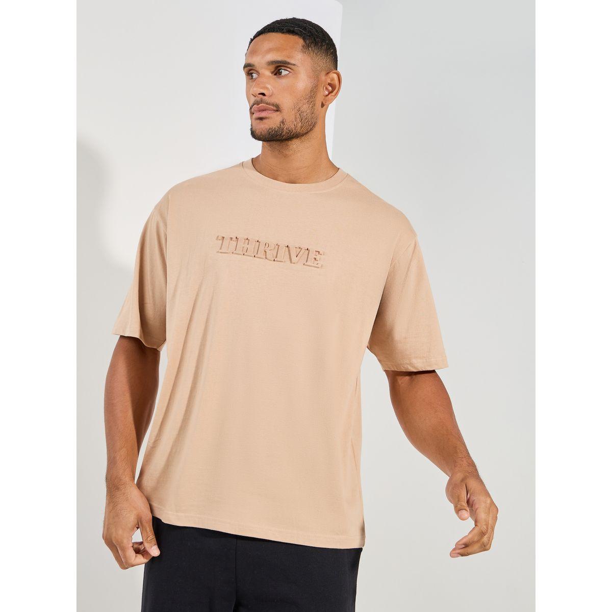 Styli Embossed Slogan Oversized Compact Jersey T-Shirt-men-clothing-tshirtsandpolos-tshirts-image-1