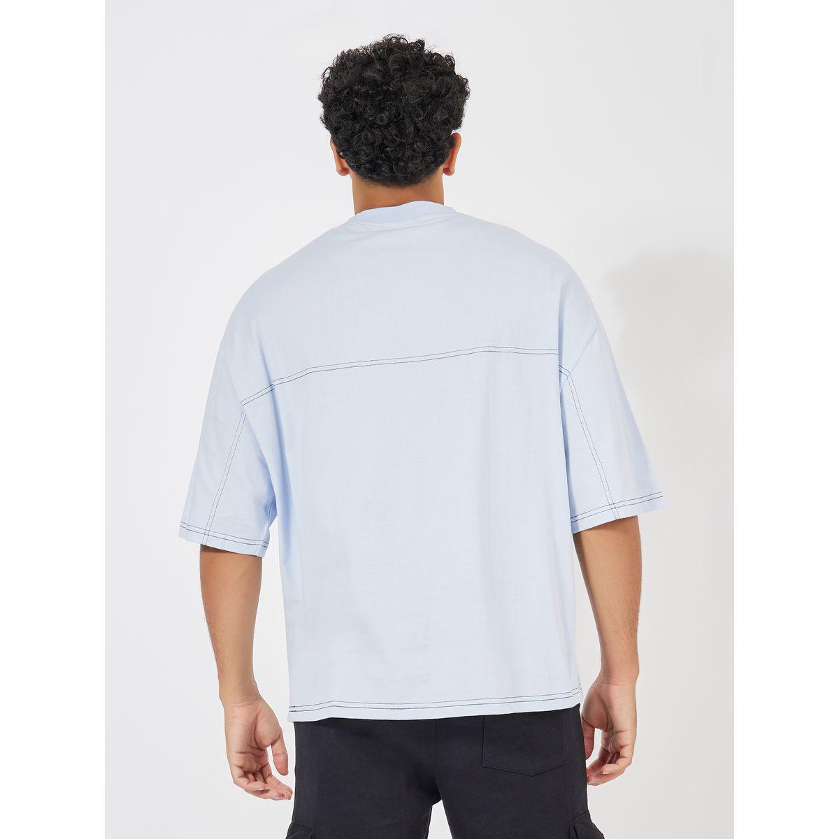 تيشيرت بقصة بوكسي وتداخلات مدروزة-men-clothing-tshirtsandpolos-tshirts-image-4