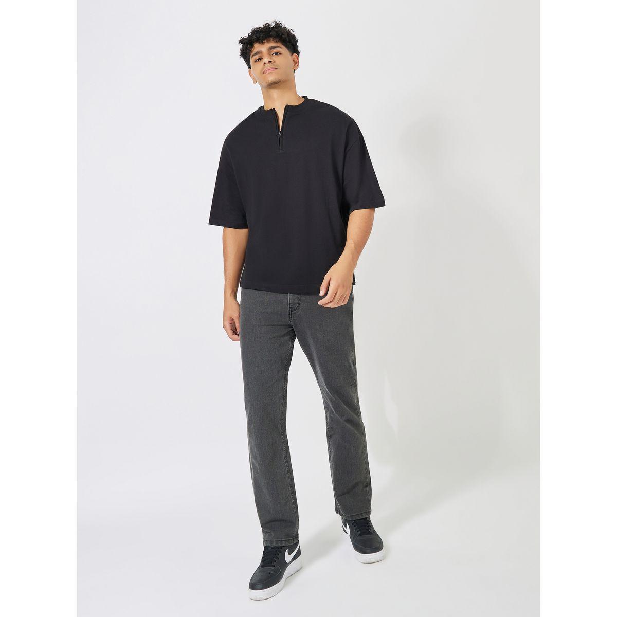 تيشيرت بقصة بوكسي وياقة بسحَّاب غلق-men-clothing-tshirtsandpolos-tshirts-image-2