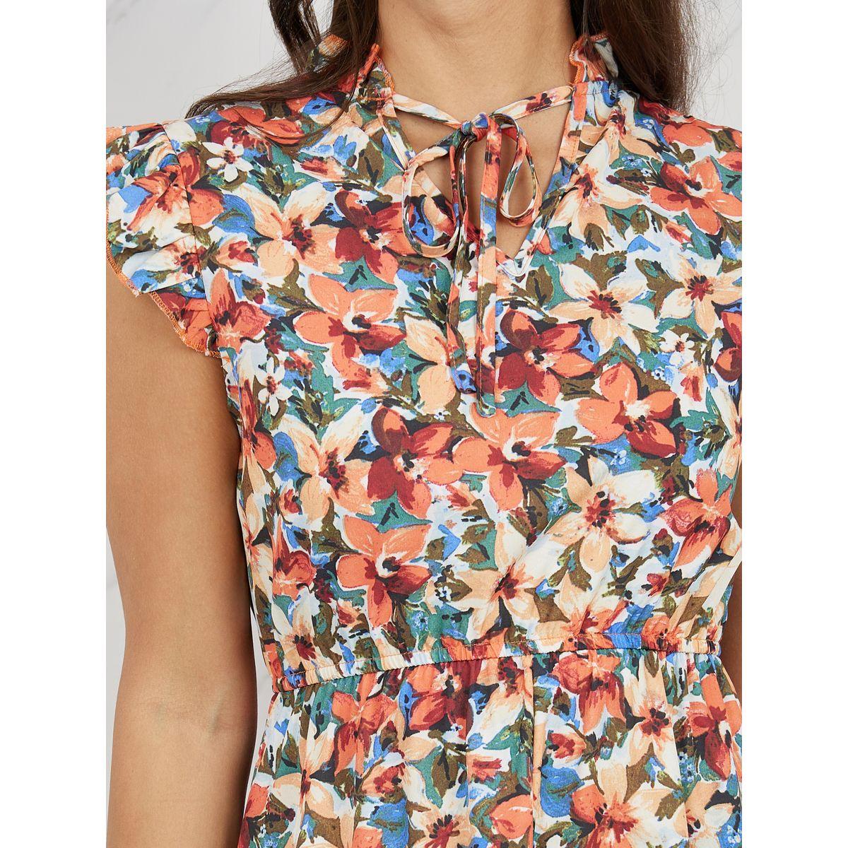 Styli Floral All Over Print Tie Up Neck Midi Dress-women-clothing-dresses-image-3