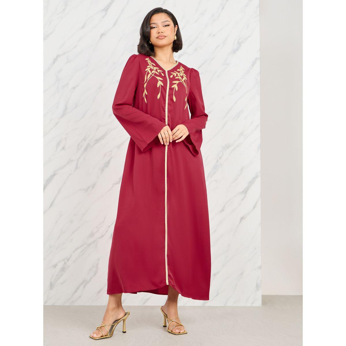 فستان طويل بتفاصيل دانتيل مع حزام خصر-women-clothing-dresses-image-3