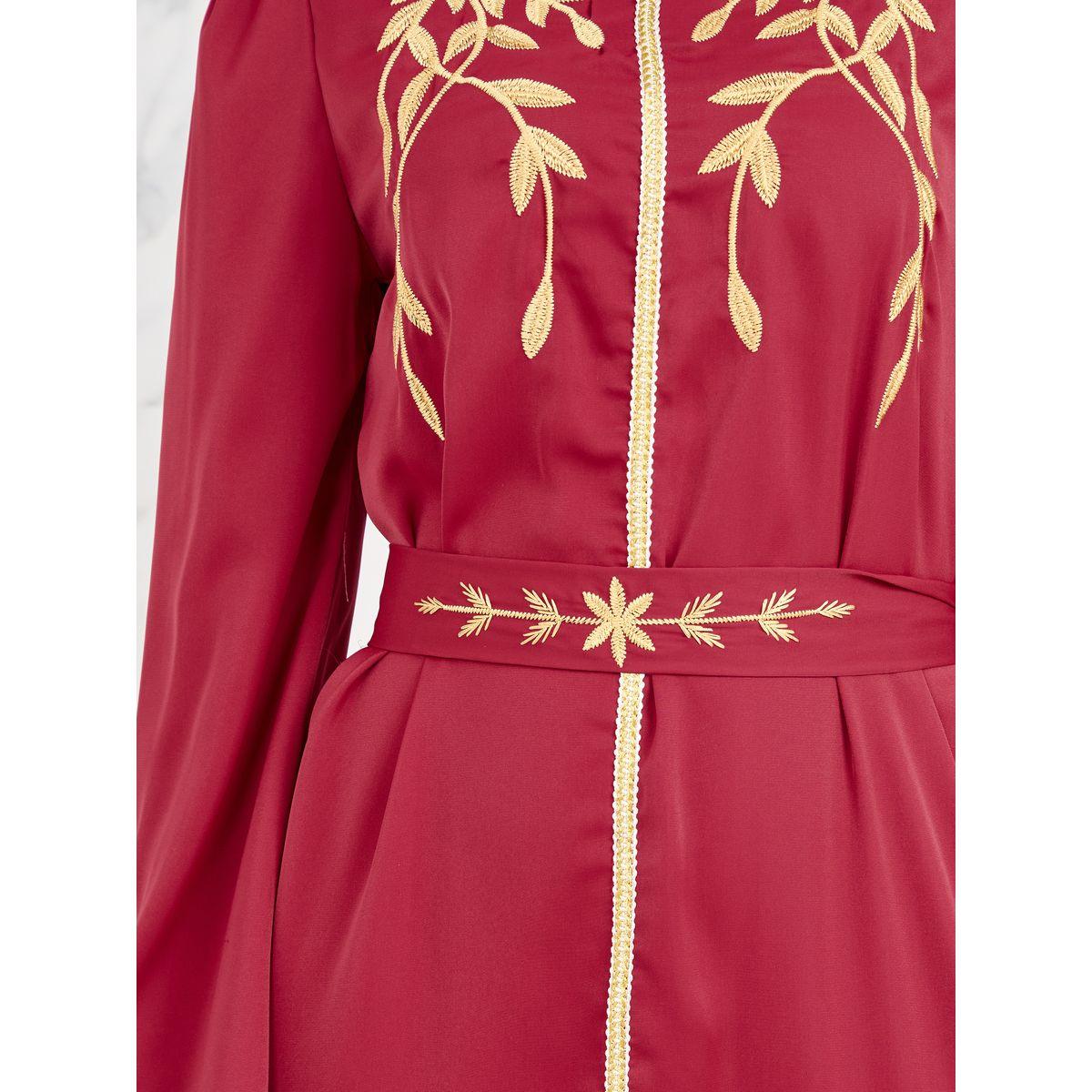 فستان طويل بتفاصيل دانتيل مع حزام خصر-women-clothing-dresses-image-4