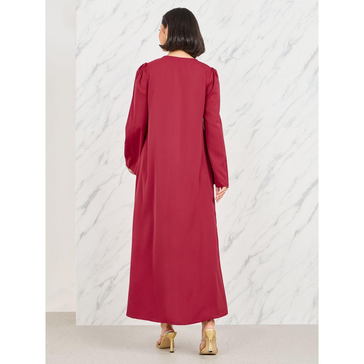 Styli Embroidered Lace Detail Belted A-Line Maxi Dress-women-clothing-dresses-image-6