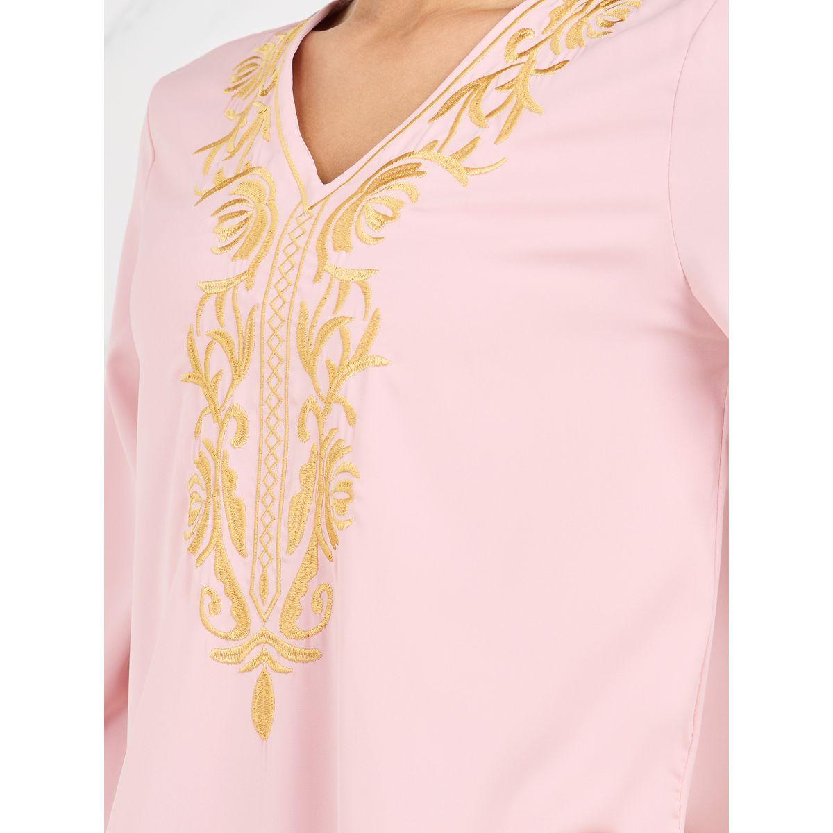 Styli Embroidered V Neck Jalabiya-women-arabicclothing-jalabiyas-image-3
