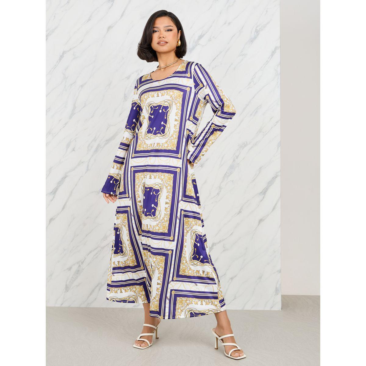 فستان طويل مطبع بطبعة وشاح-women-clothing-dresses-image-1