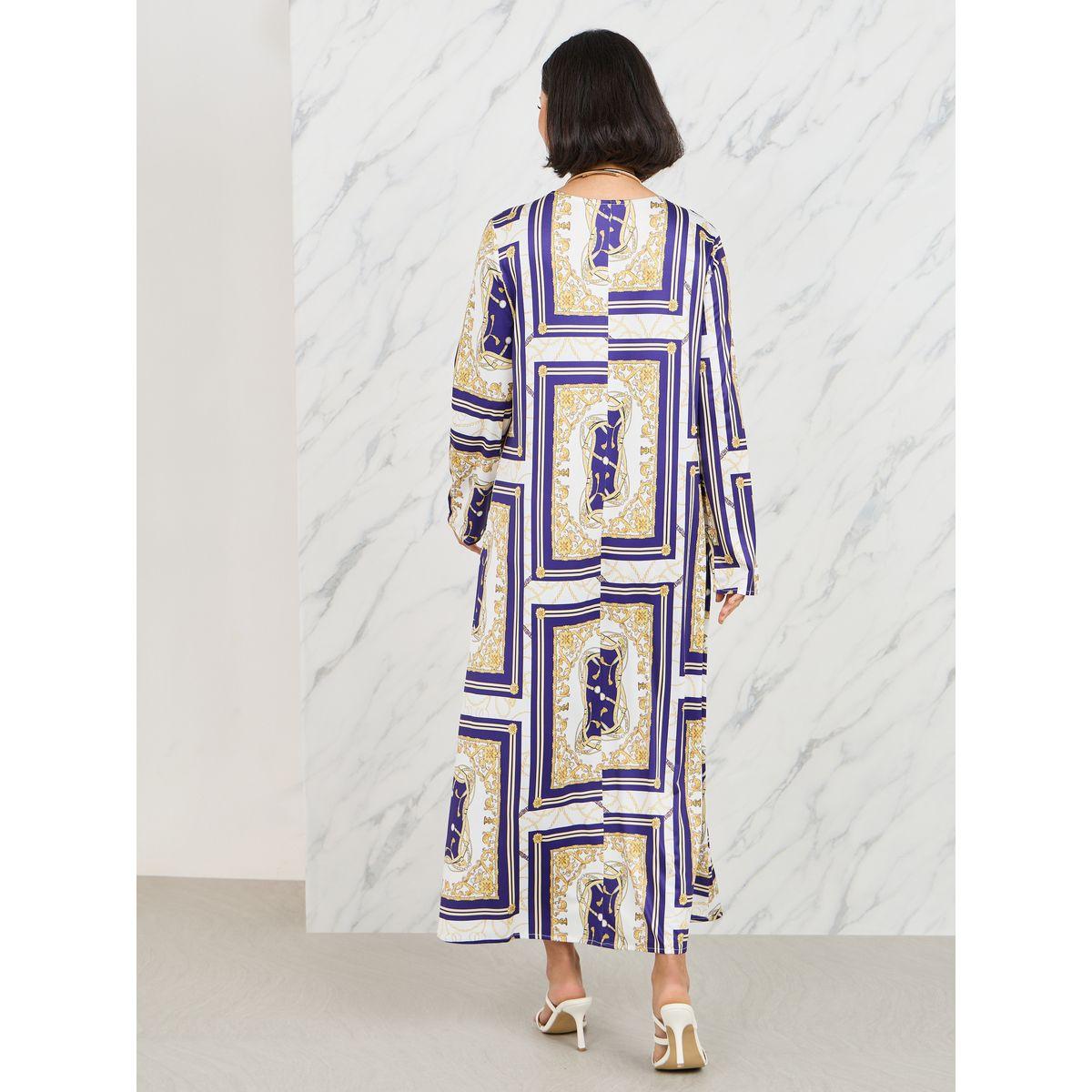 Styli Scarf Print A-Line Maxi Dress-women-clothing-dresses-image-4