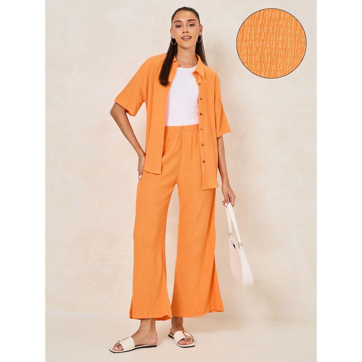 Styli Textured Short Sleeve Shirt & Pants Co-Ords-women-clothing-coordsets-image-1