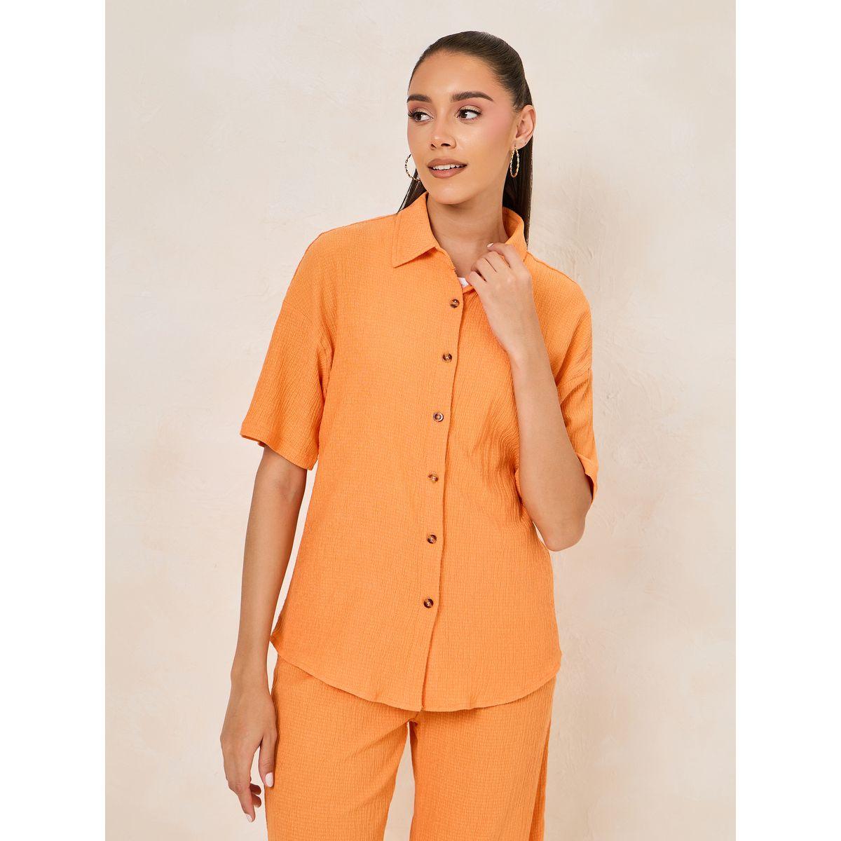 Styli Textured Short Sleeve Shirt & Pants Co-Ords-women-clothing-coordsets-image-2