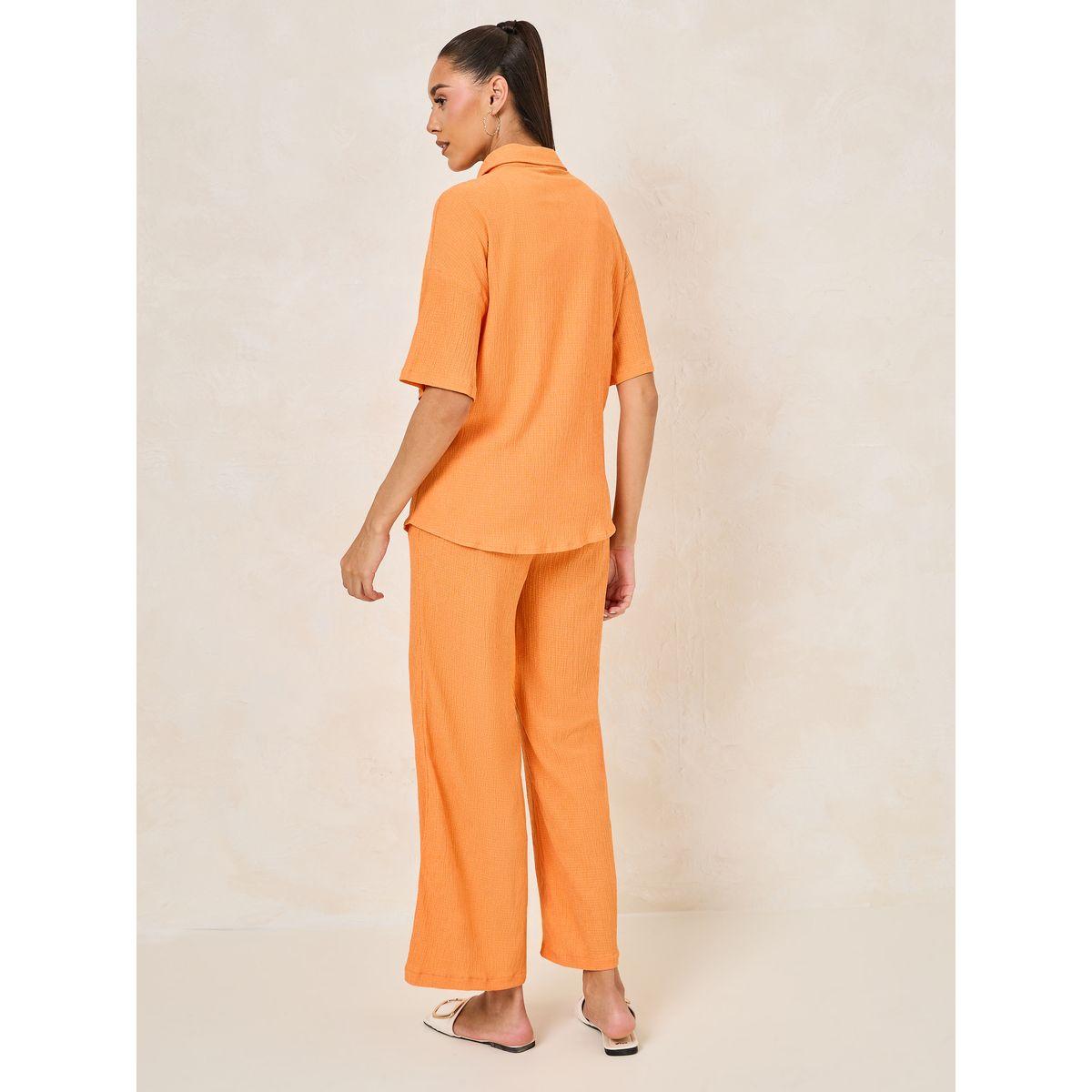 Styli Textured Short Sleeve Shirt & Pants Co-Ords-women-clothing-coordsets-image-5