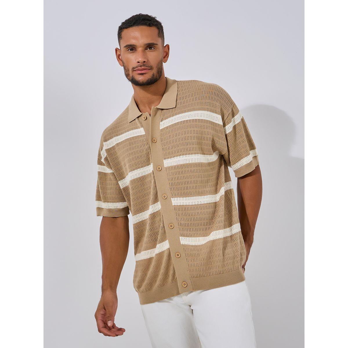 Styli Limited Premium Cotton Striped Knit Oversized Shirt-men-clothing-shirts-image-1