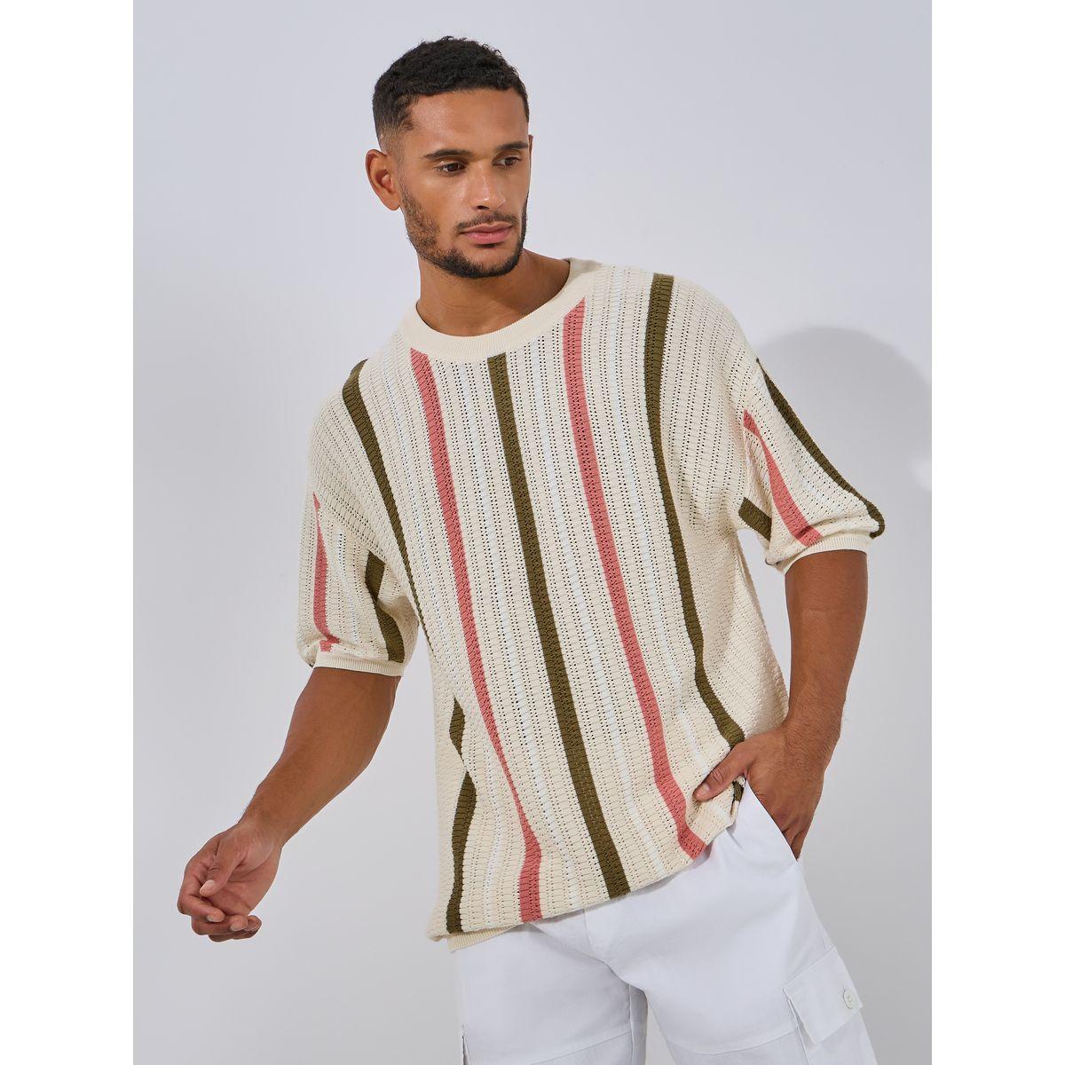 Styli Limited Premium Cotton Striped  Knit Relaxed T-Shirt-men-clothing-tshirtsandpolos-tshirts-image-1