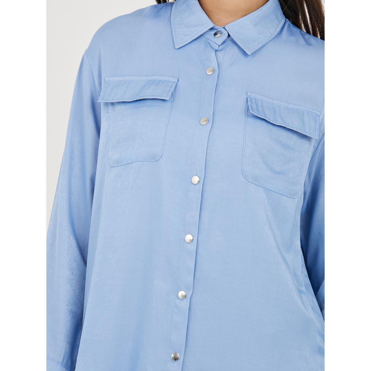 Styli Patch Pockets Oversized Shirt & Loose Fit Pants Co-Ords-women-clothing-coordsets-image-4