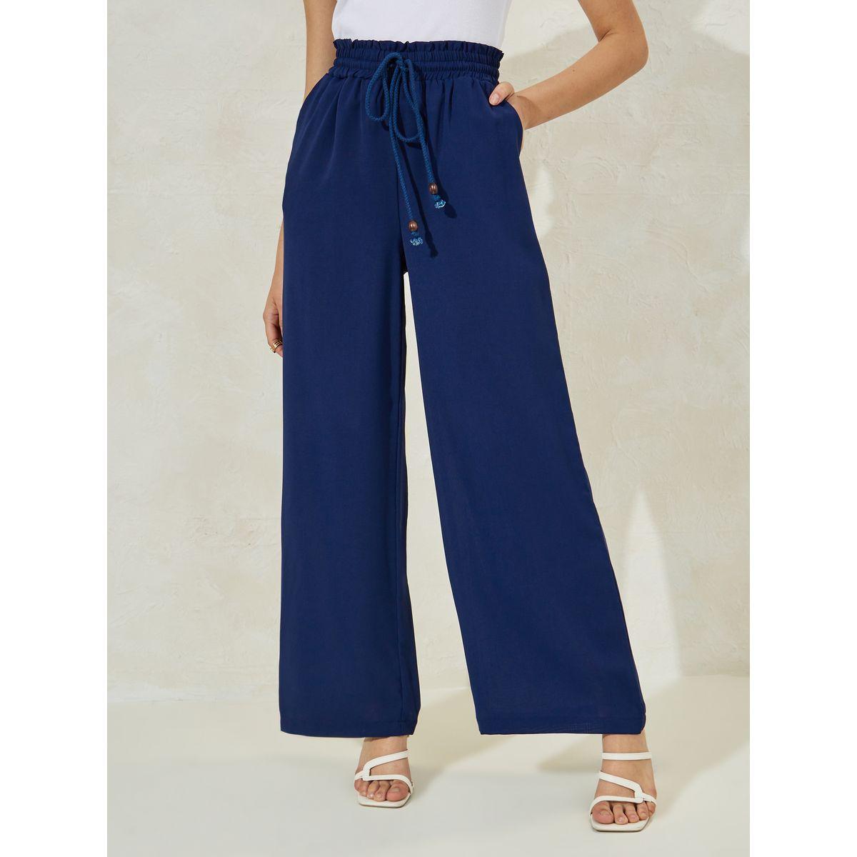 بنطال سادة بارجل واسعة ورباط خصر-women-clothing-bottoms-trousers-image-4