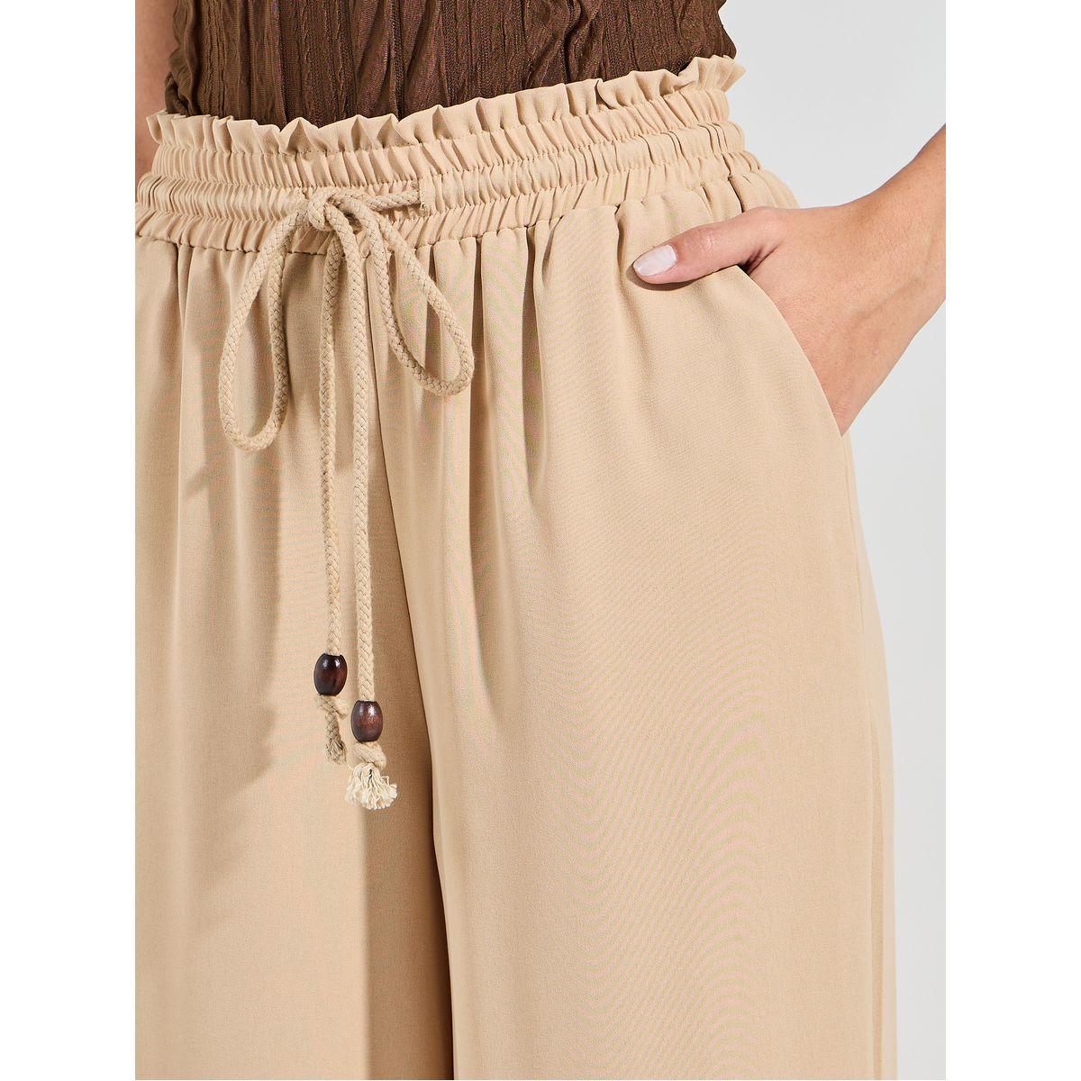 Styli Solid Wide Leg Pants with Drawstring-women-clothing-bottoms-trousers-image-3