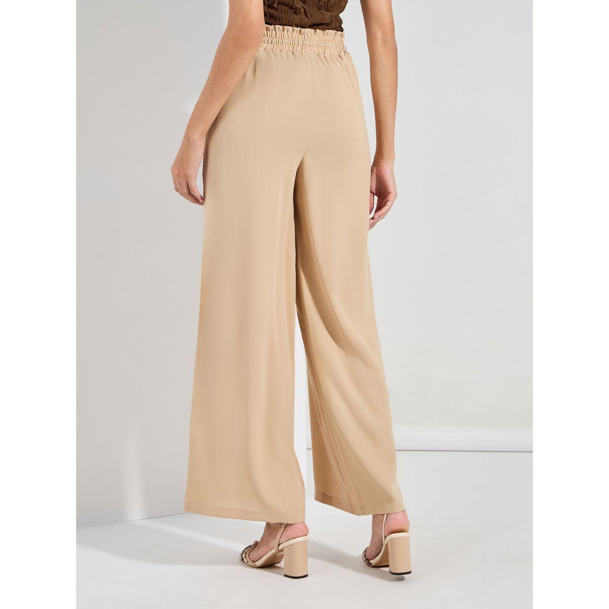 Styli Solid Wide Leg Pants with Drawstring-women-clothing-bottoms-trousers-image-4