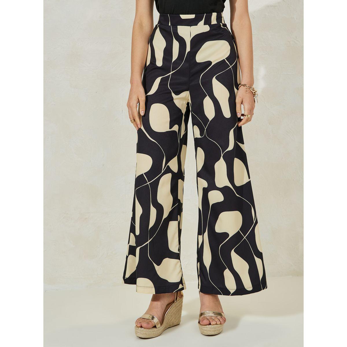 Styli Solid Knit Top & Printed Flared Pants Co-Ords-women-clothing-coordsets-image-5