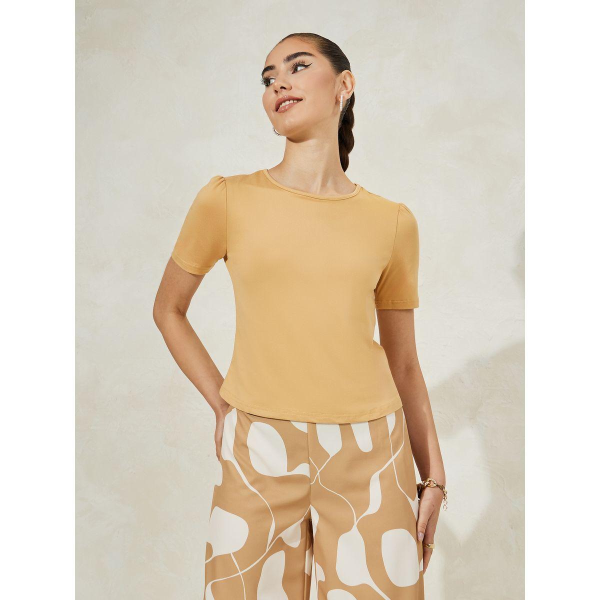 طقم منسق من بنطال واسع مع بلوزة محبوكة سادة-women-clothing-coordsets-image-4
