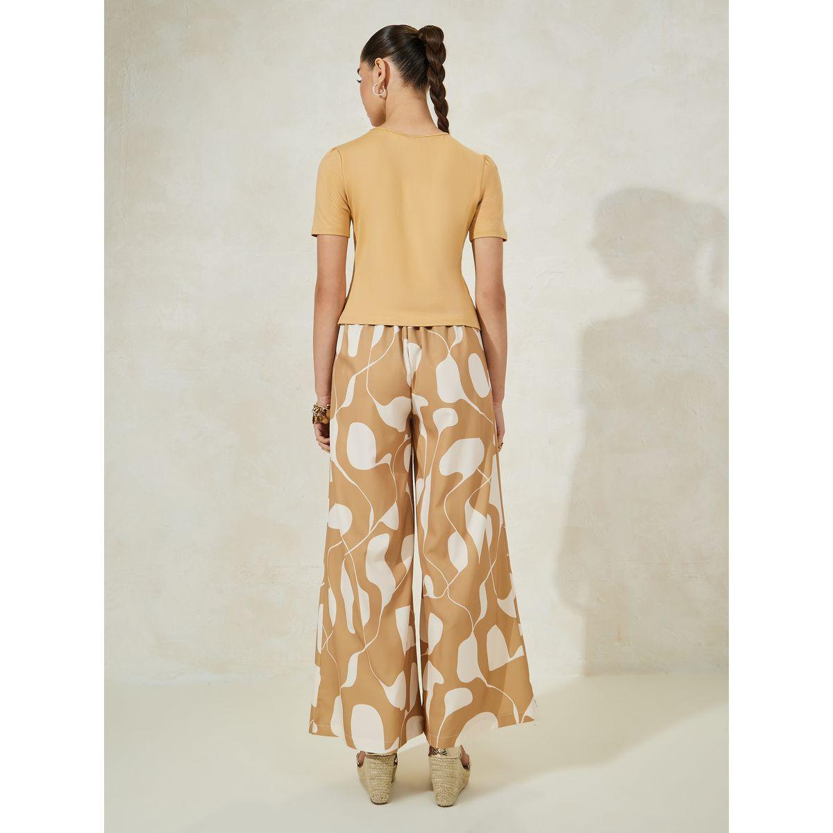 Styli Solid Knit Top & Printed Flared Pants Co-Ords-women-clothing-coordsets-image-4