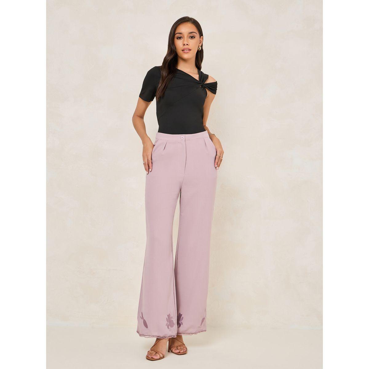 بنطال أنيق بأرجل واسعة وتفاصيل مُطرّزة-women-clothing-bottoms-trousers-image-2