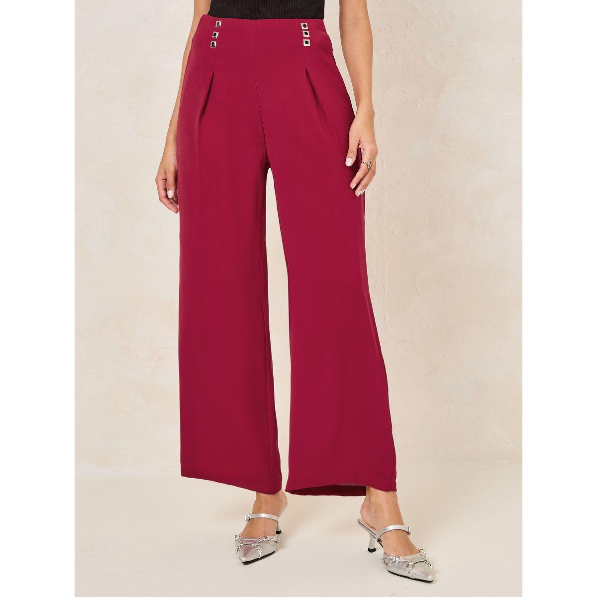 Styli Metal Accent Detail Wide Leg Pants-women-clothing-bottoms-trousers-image-1