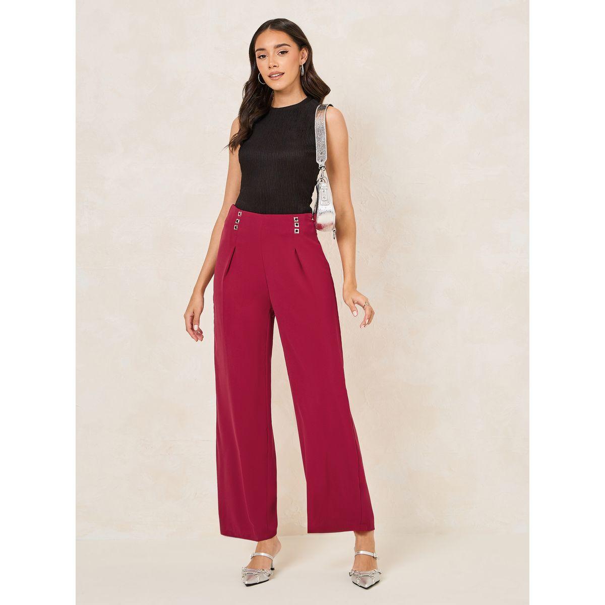 Styli Metal Accent Detail Wide Leg Pants-women-clothing-bottoms-trousers-image-2