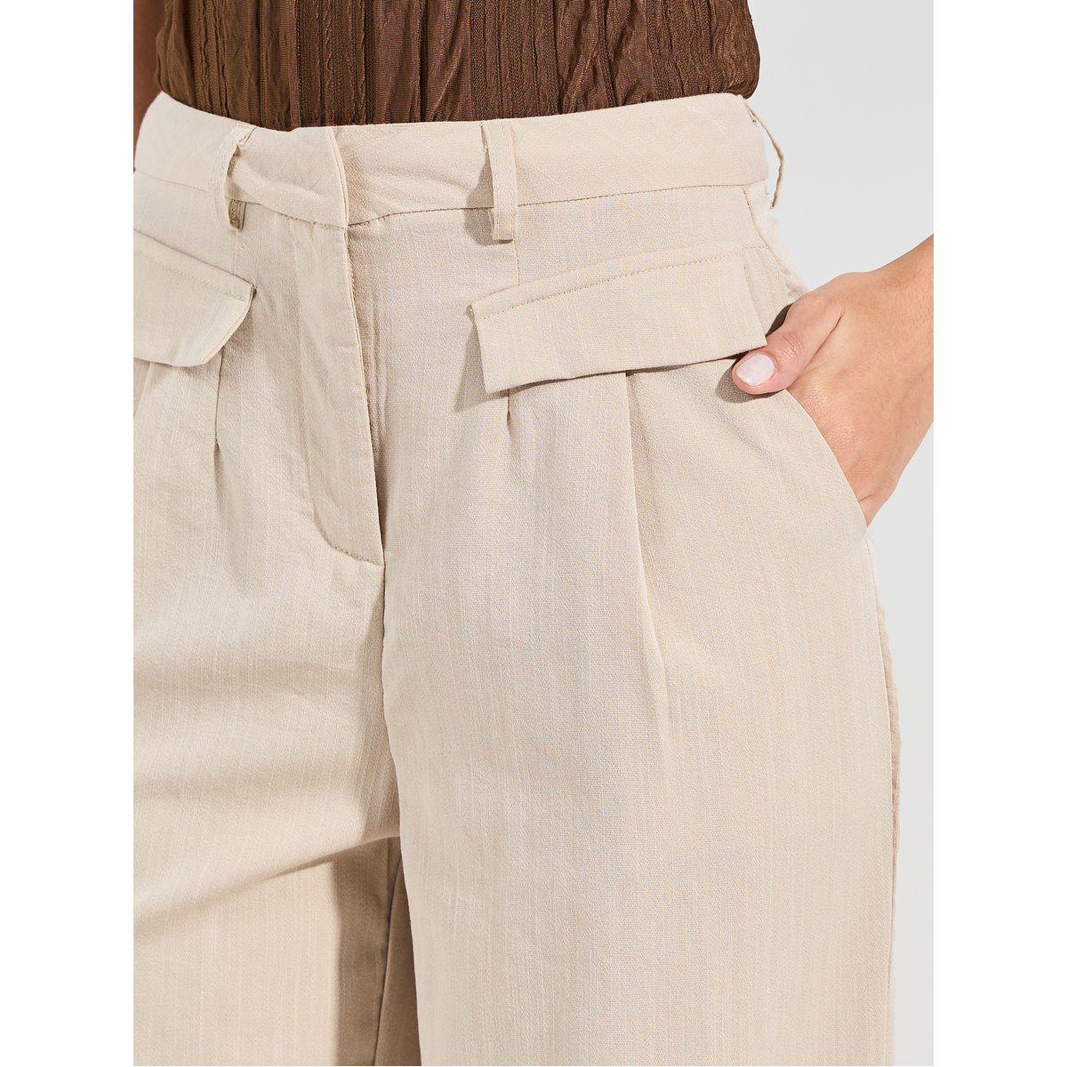 Styli Solid Flap Detail Straight Leg Pants-women-clothing-bottoms-trousers-image-3