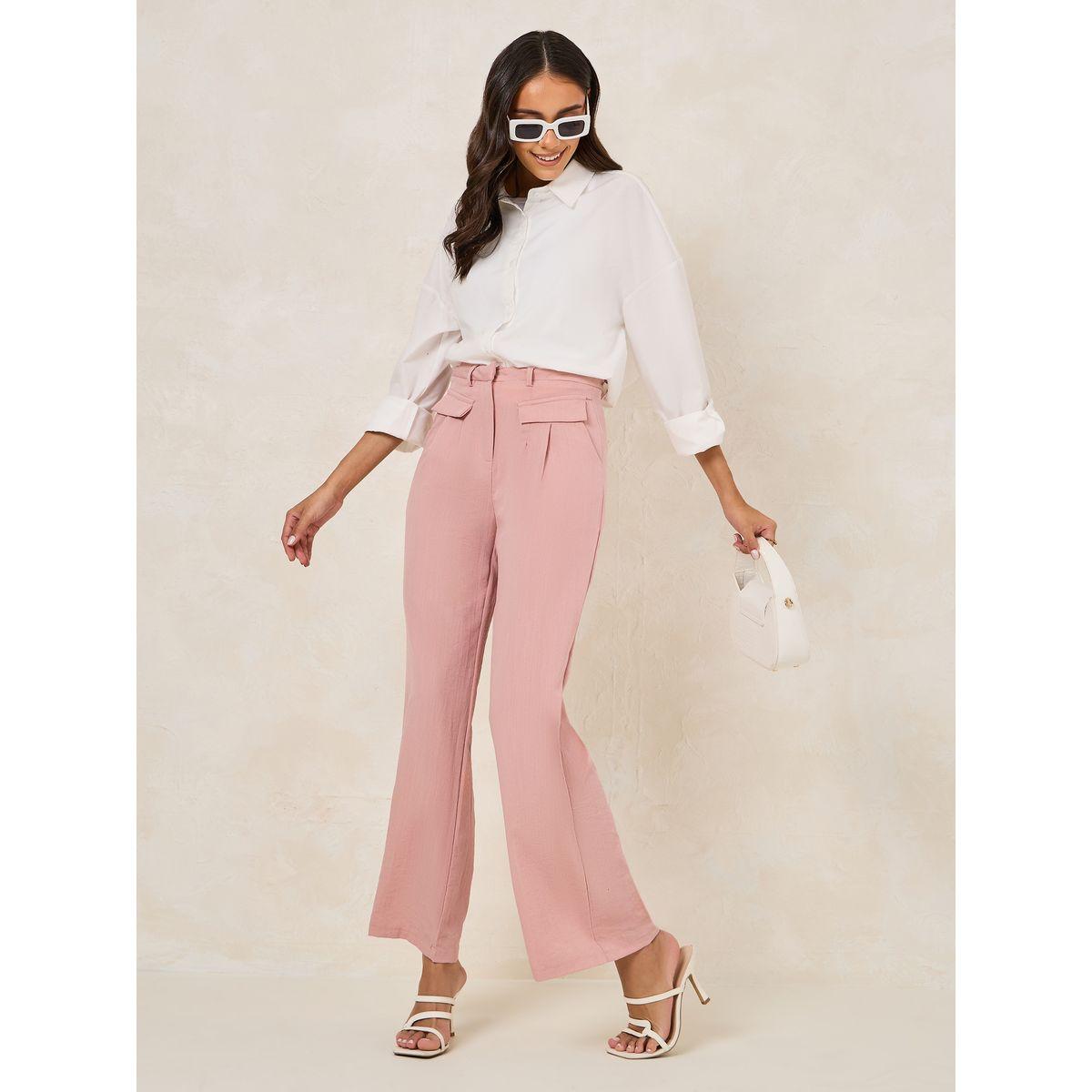 Styli Solid Flap Detail Straight Leg Pants-women-clothing-bottoms-trousers-image-2