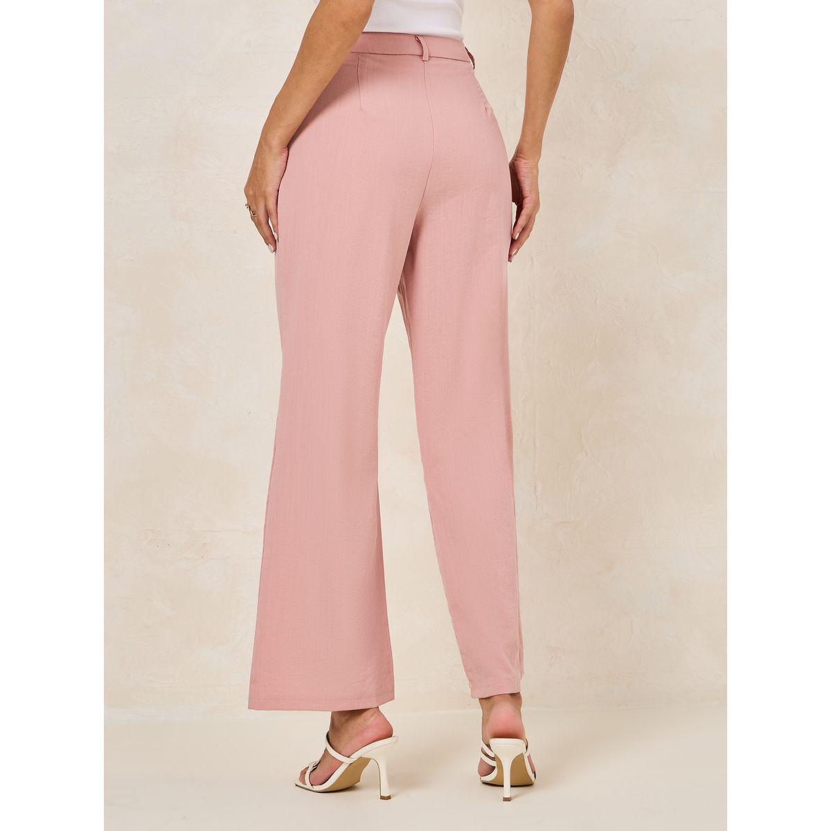Styli Solid Flap Detail Straight Leg Pants-women-clothing-bottoms-trousers-image-4