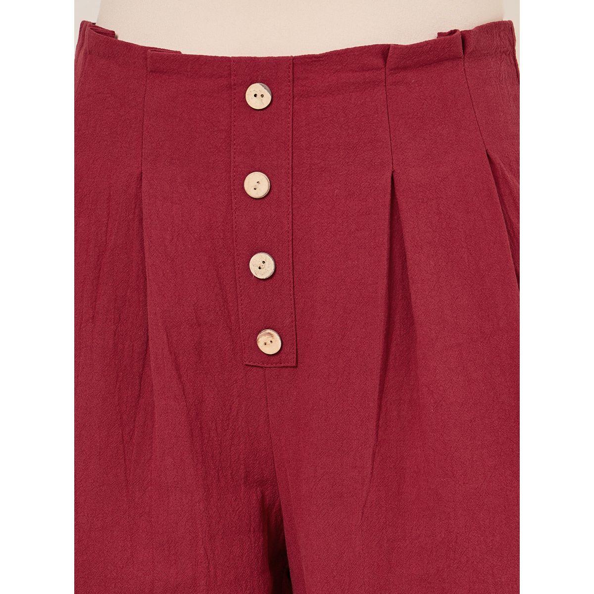 Styli Solid Wide Leg Pants with Box Pleats & Front Button-women-clothing-bottoms-trousers-image-3