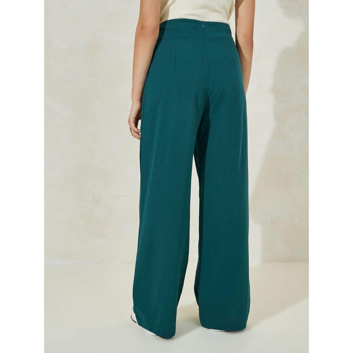 Styli Solid Box Pleated Full Length Pants-women-clothing-bottoms-trousers-image-4