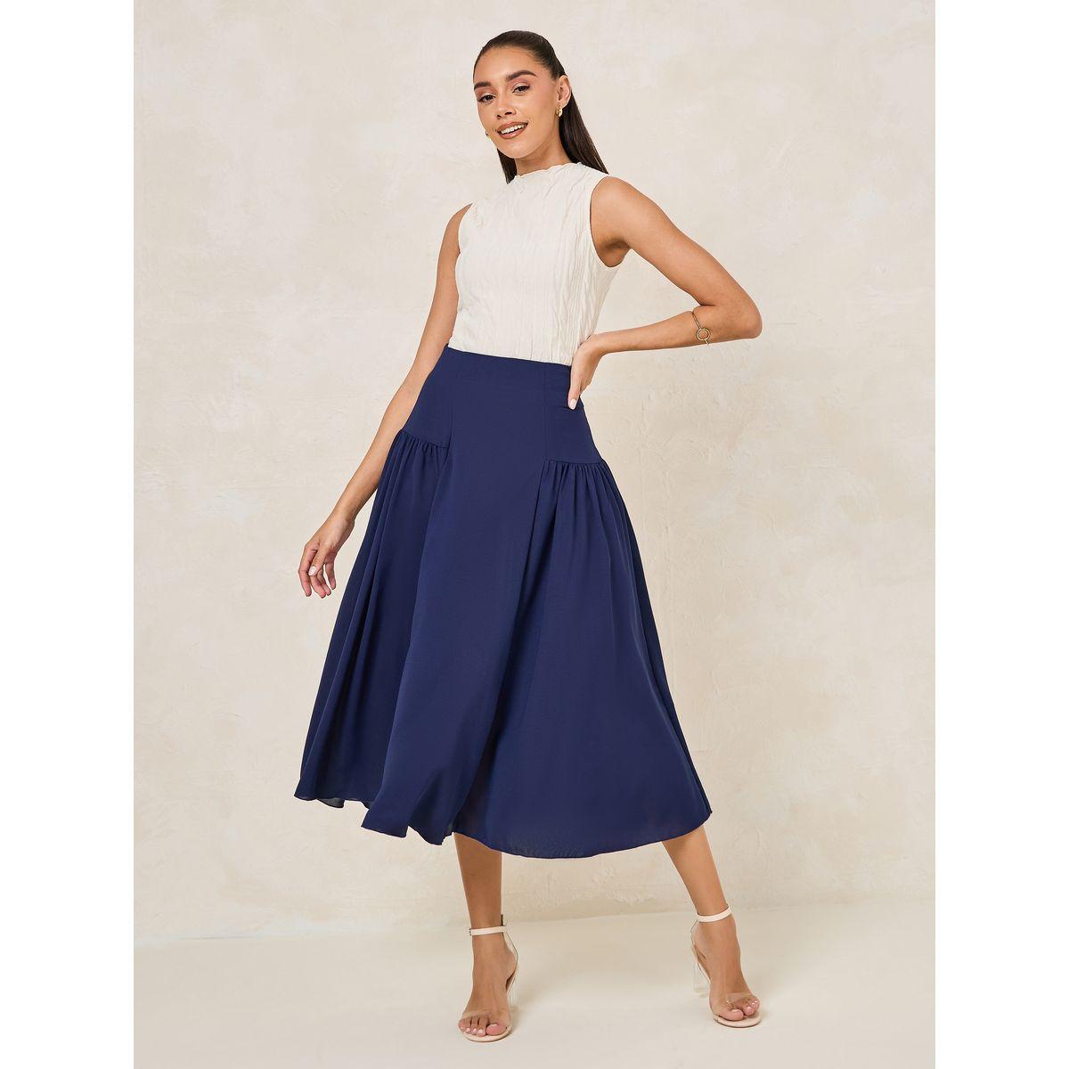 تنورة ميدي بحافة واسعة وخصر عريض-women-clothing-bottoms-skirts-image-2