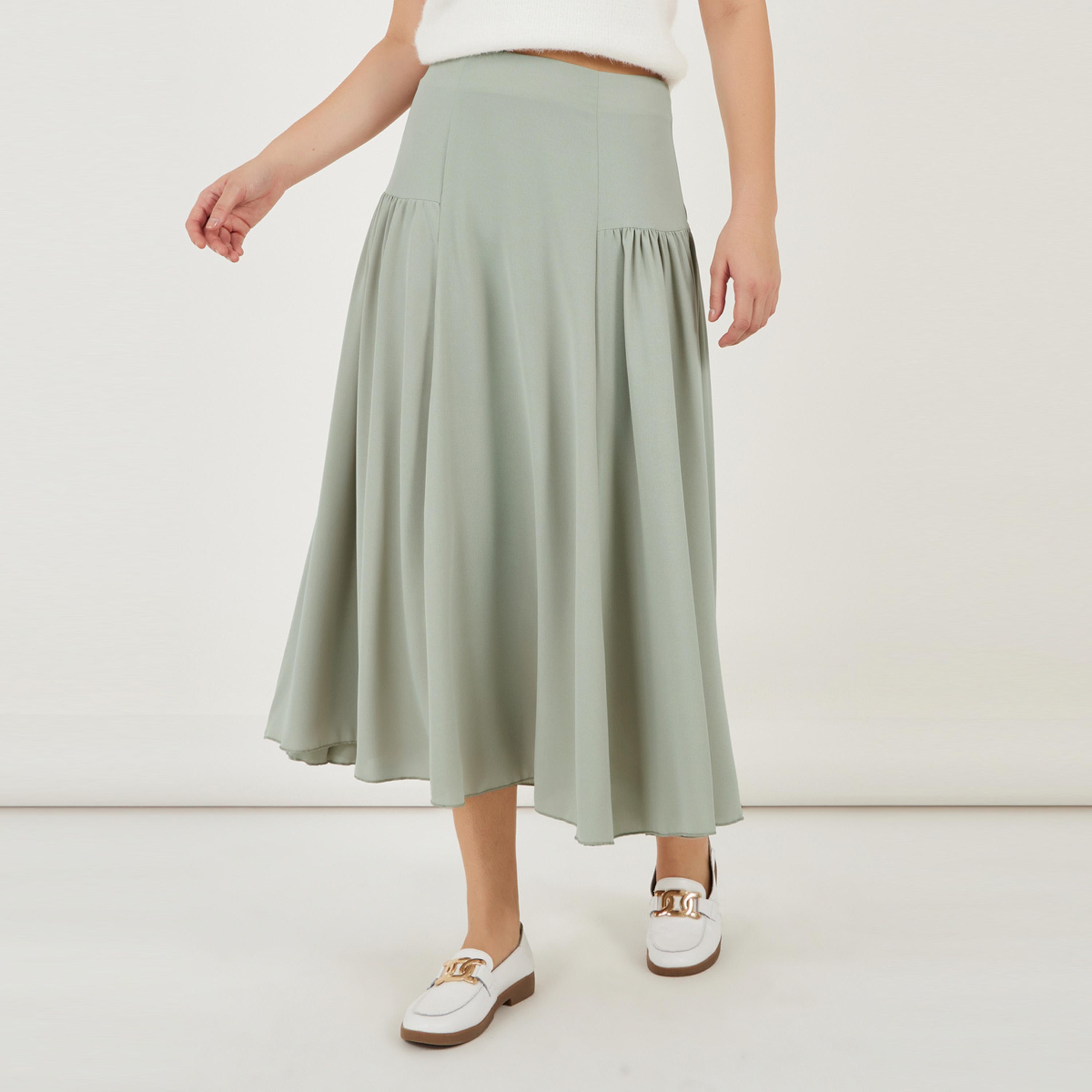 ستايلي - تنورة ميدي مطوية بقصة A وحزام خصر عريض-women-clothing-bottoms-skirts-image-2