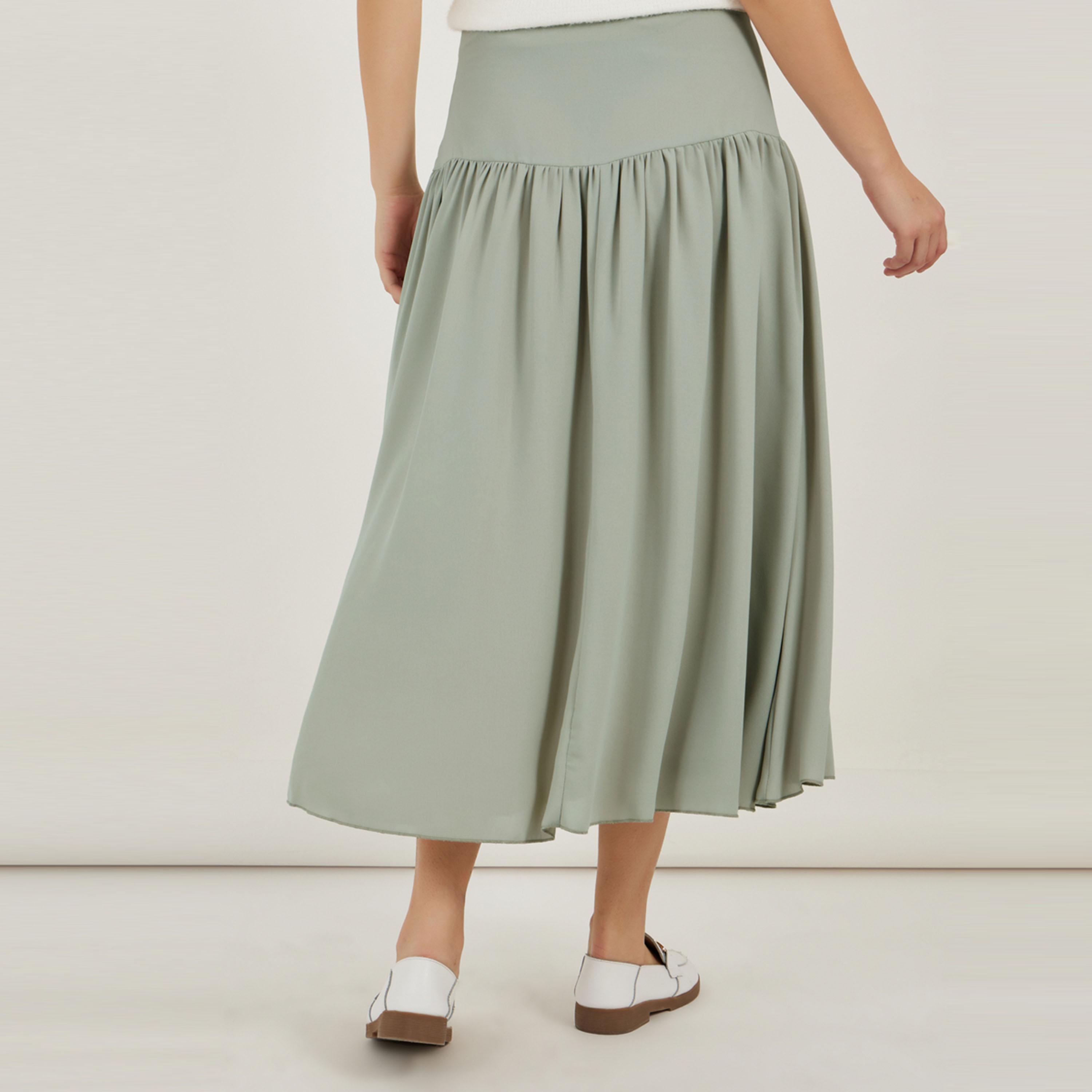 Styli Wide Waistband Plicated A-Line Midi Skirt-women-clothing-bottoms-skirts-image-4