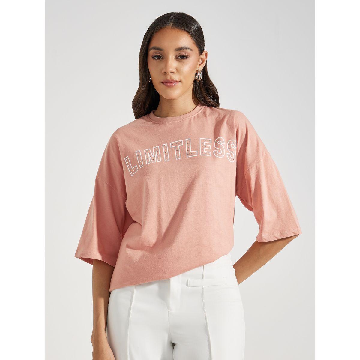 Styli Oversized Dropped Shoulder Limitless Rhinestone Slogan T-Shirt-women-clothing-tshirts-image-2