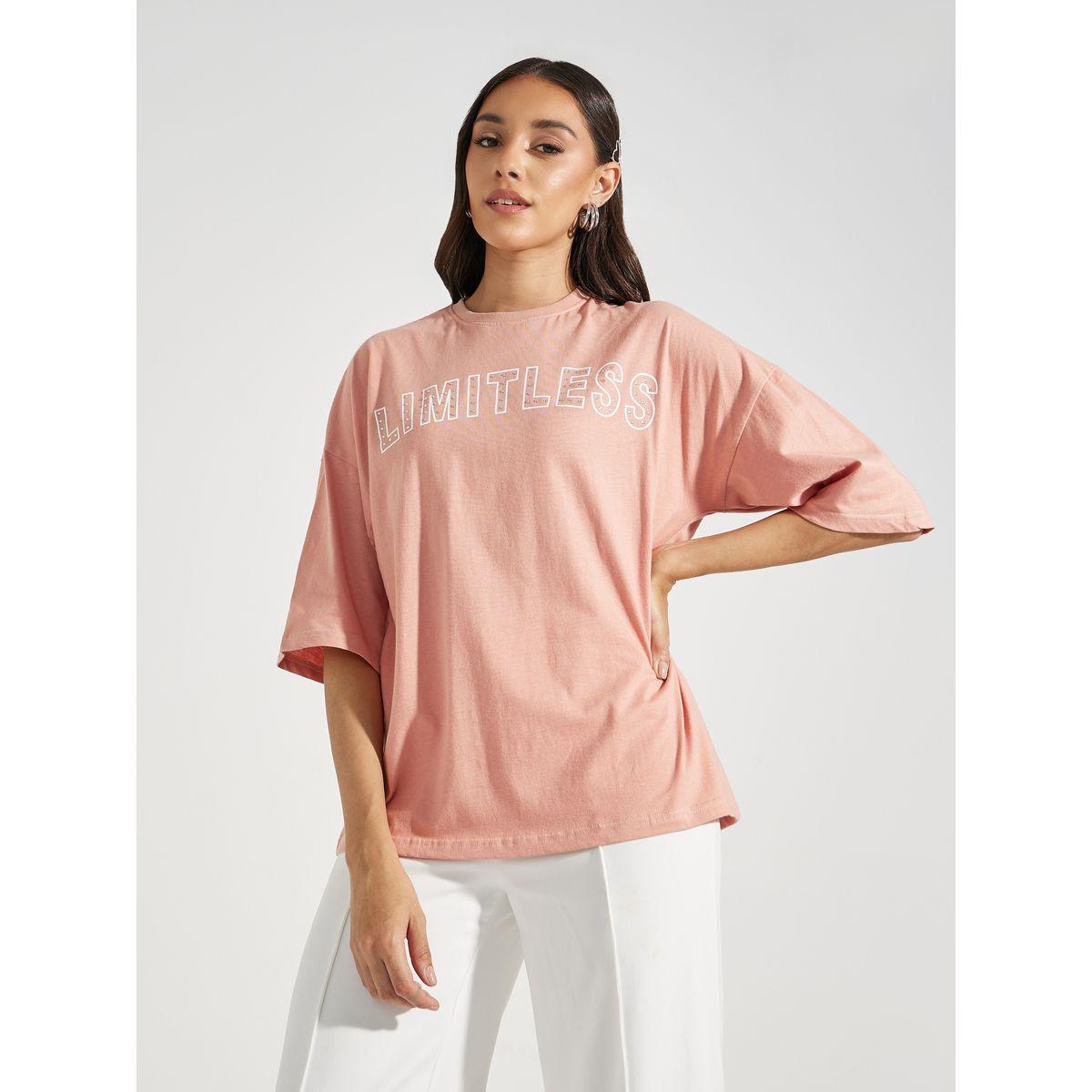 Styli Oversized Dropped Shoulder Limitless Rhinestone Slogan T-Shirt-women-clothing-tshirts-image-3