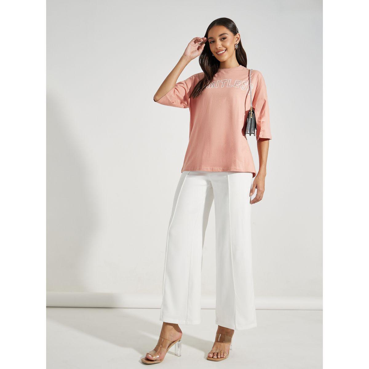 تيشيرت فضفاض مزين بحجر الراين مع اكتاف منخفضة-women-clothing-tshirts-image-4