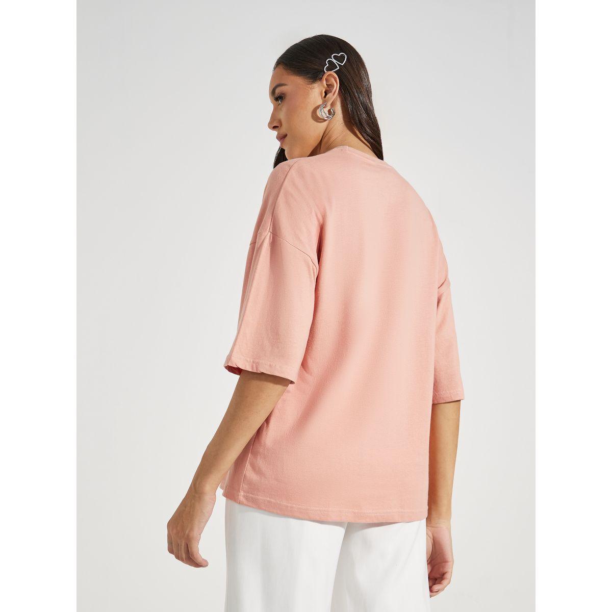 تيشيرت فضفاض مزين بحجر الراين مع اكتاف منخفضة-women-clothing-tshirts-image-6