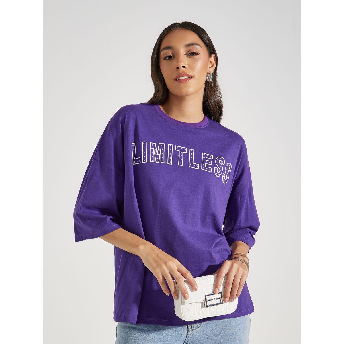 Styli Oversized Dropped Shoulder Limitless Rhinestone Slogan T-Shirt-women-clothing-tshirts-image-2