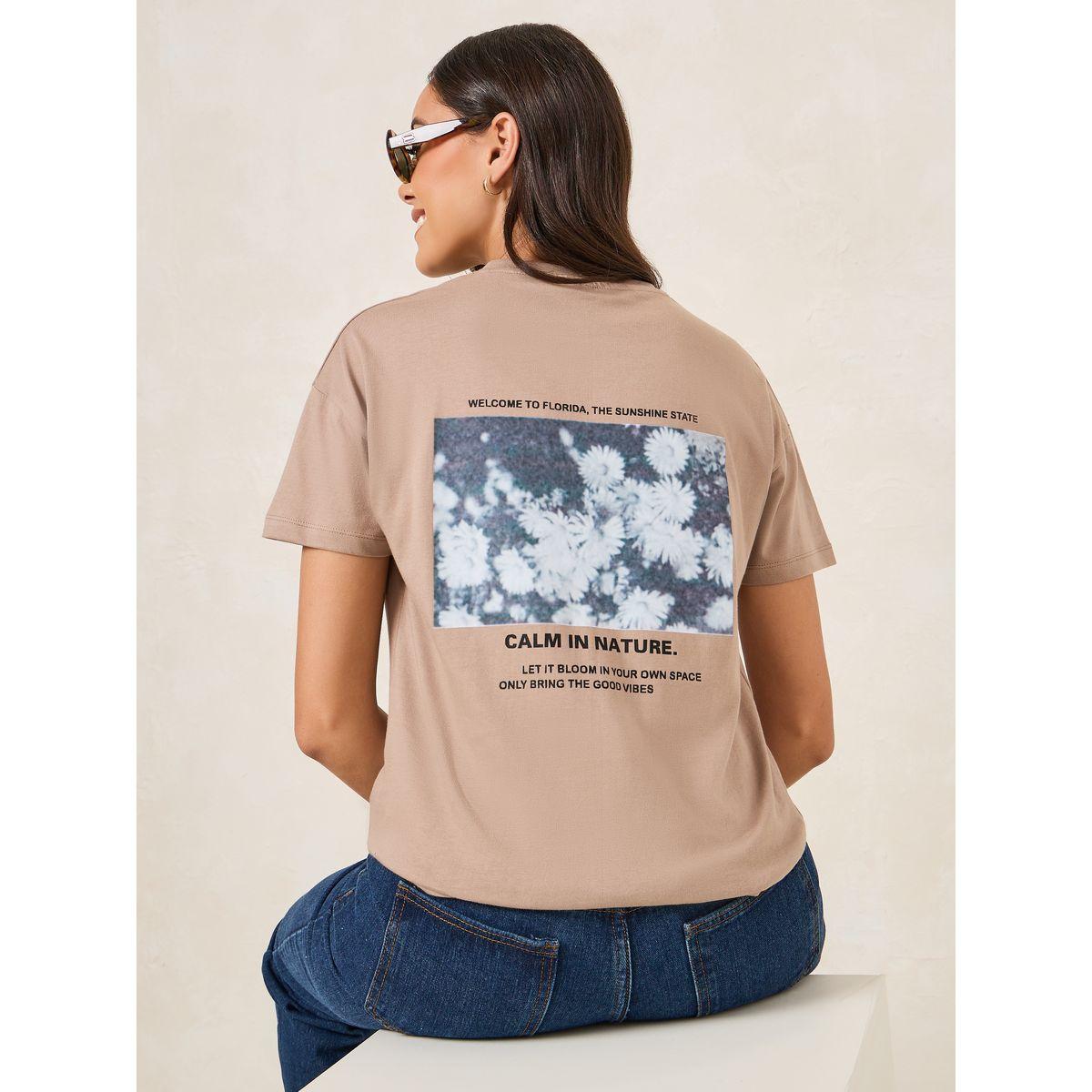 Styli Regular Fit Calm in Nature Graphic Drop Shoulder T-Shirt-women-clothing-tshirts-image-1