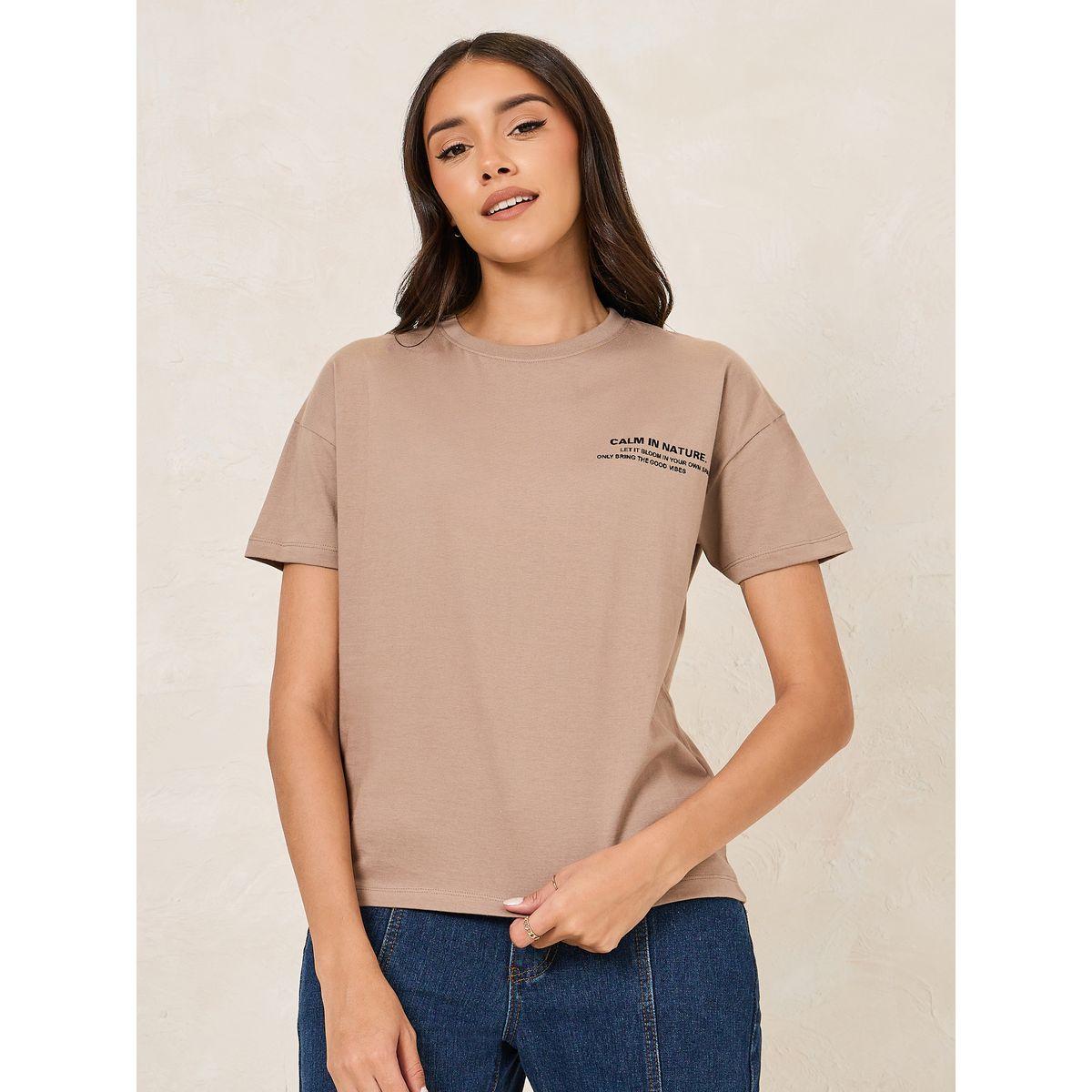 Styli Regular Fit Calm in Nature Graphic Drop Shoulder T-Shirt-women-clothing-tshirts-image-3