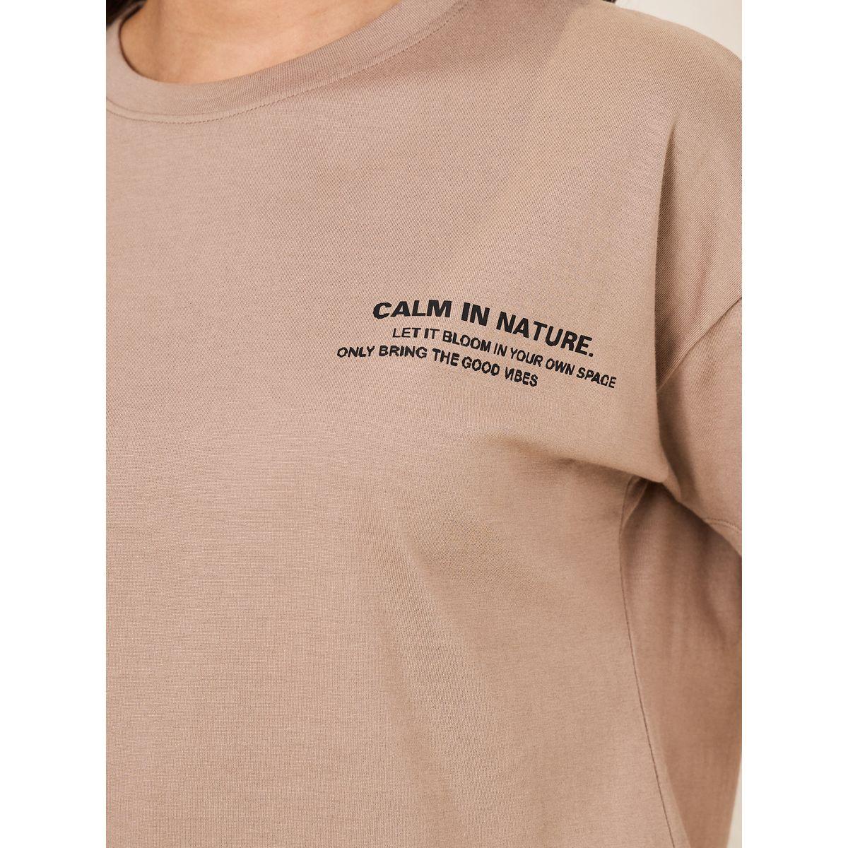 Styli Regular Fit Calm in Nature Graphic Drop Shoulder T-Shirt-women-clothing-tshirts-image-4
