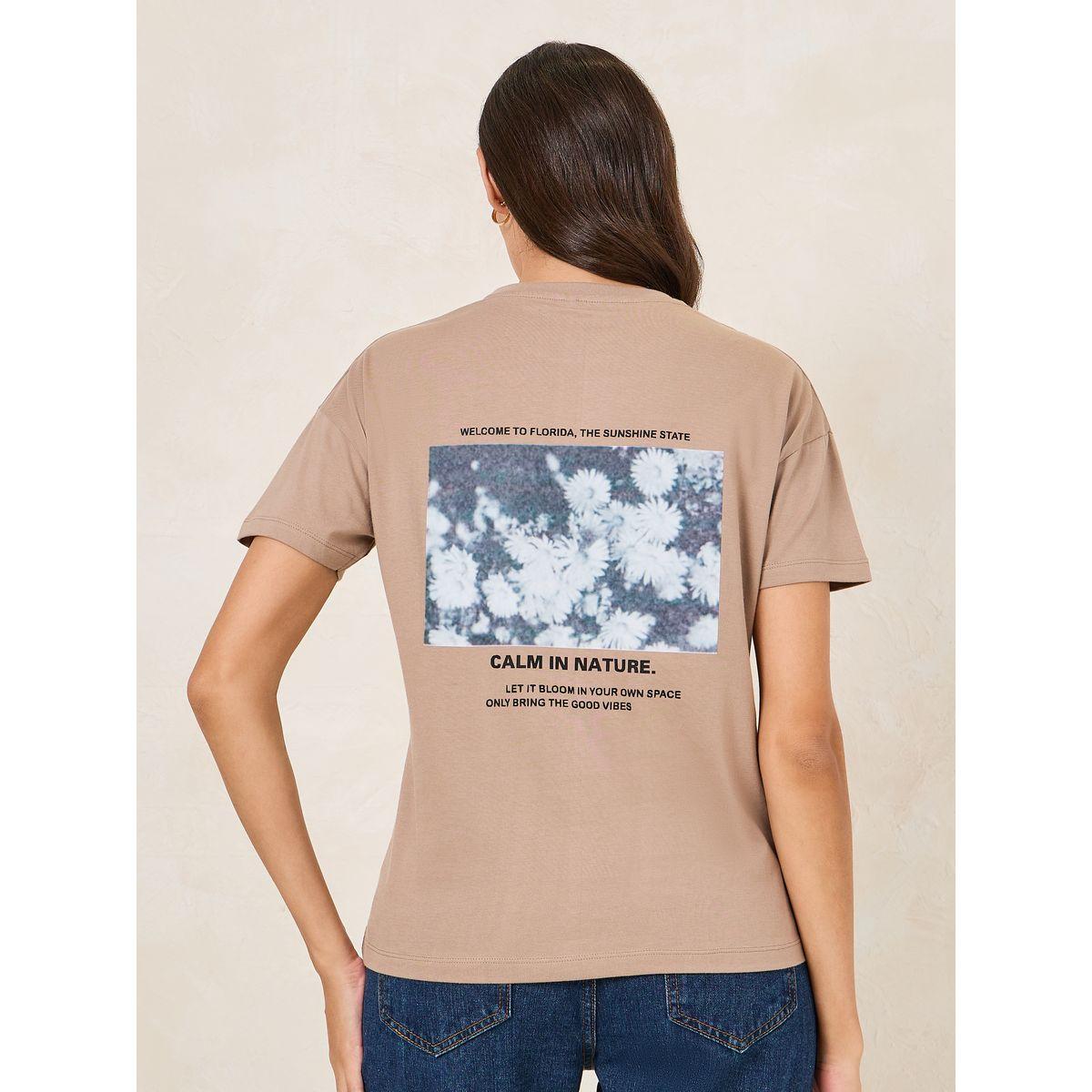 Styli Regular Fit Calm in Nature Graphic Drop Shoulder T-Shirt-women-clothing-tshirts-image-5